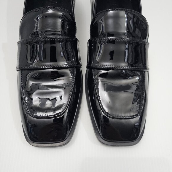 NEW Aeyde Julie Loafer EU 39.5 Black Patent Leather 30mm Heel Slip On Square Toe - Picture 5 of 13